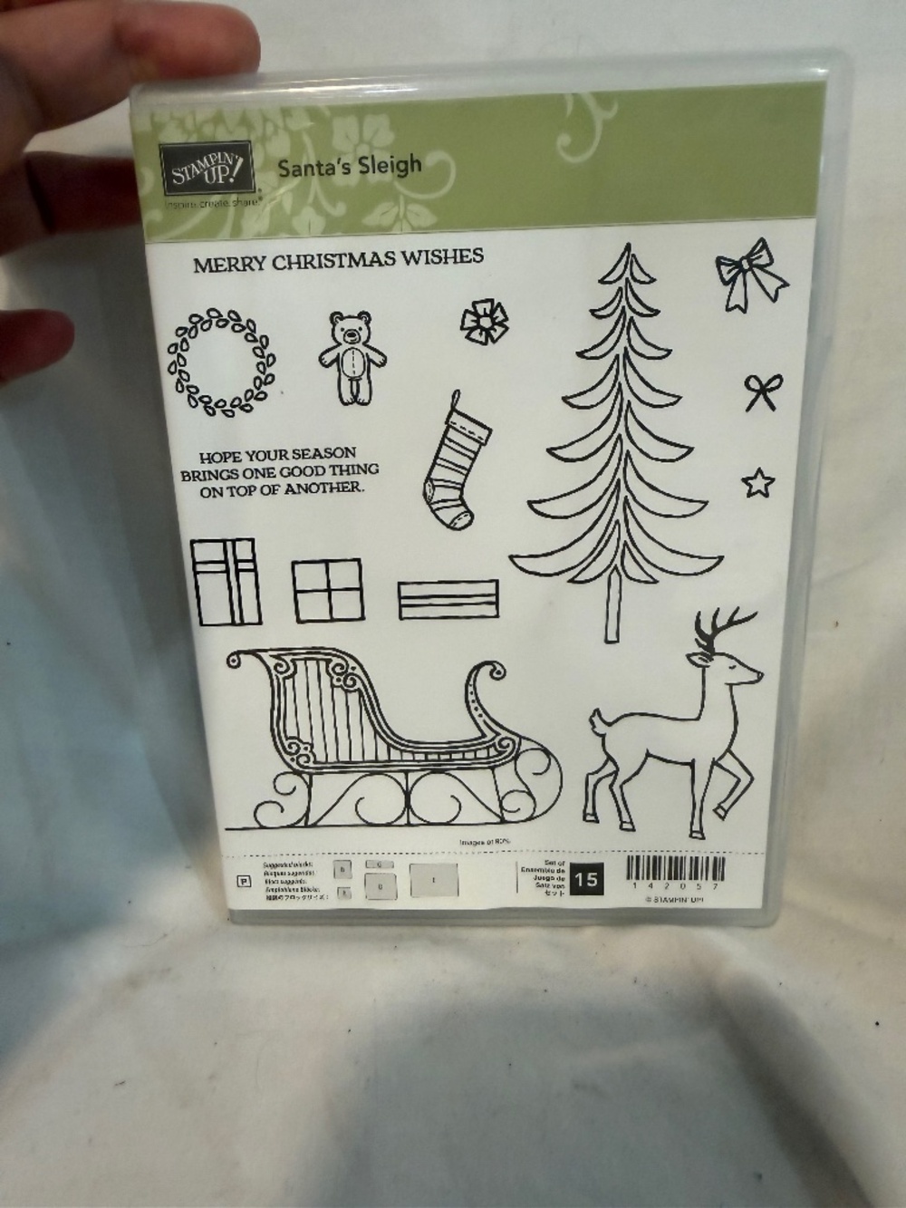 Stampin Up Clear Mount Stamp Set Santa's Sleigh Christmas Card Making Scrapbooki